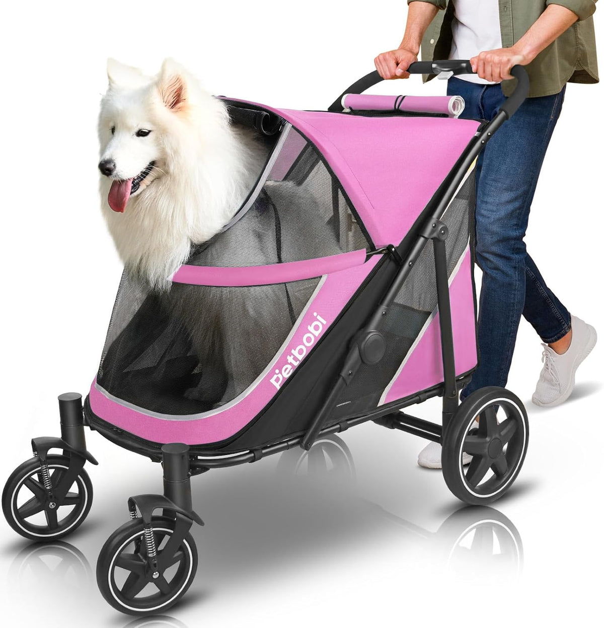 Petbobi Dog Stroller for Large Medium Dogs up to 80 lbs - Pink