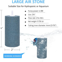 VIVOSUN 2PCS 4 x 2 in Large Air Stone for Aquarium, Air Pump – Essentials for Fish - 4 inch-Cylindrical (Pack of 2) - image 3