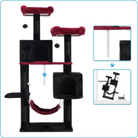 Hey-brother Cat Tree Tower with Sisal Scratching Posts - 53.7 Inches / Black and Red - image 3