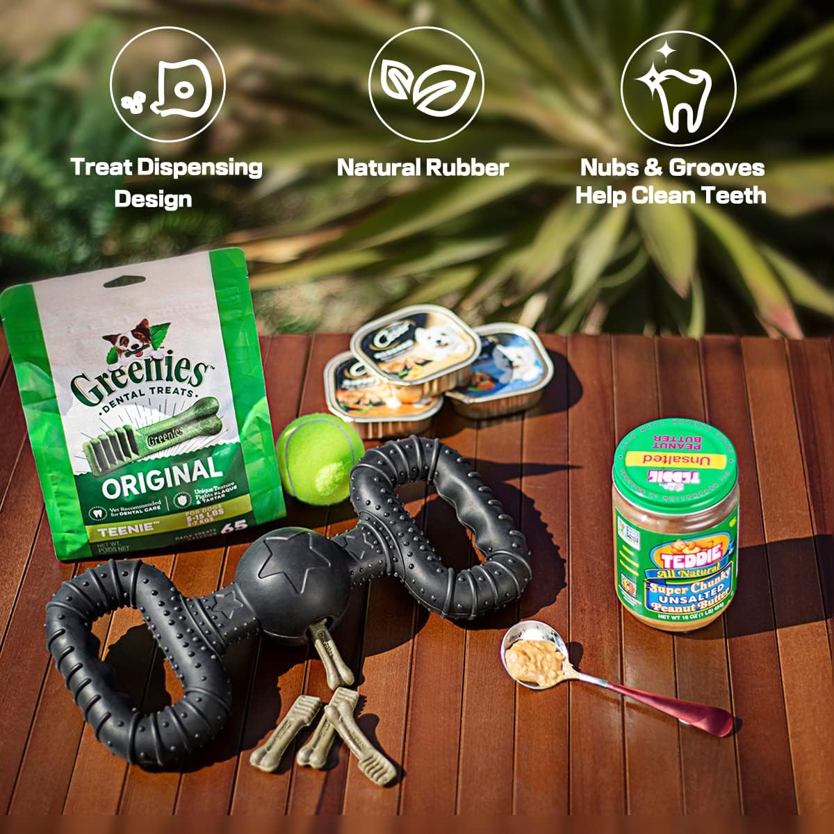 Natural Rubber Dog Toys for Large Aggressive Chewers - Tug Toy - Black / Medium Breed (30 - 70 lb) - image 4