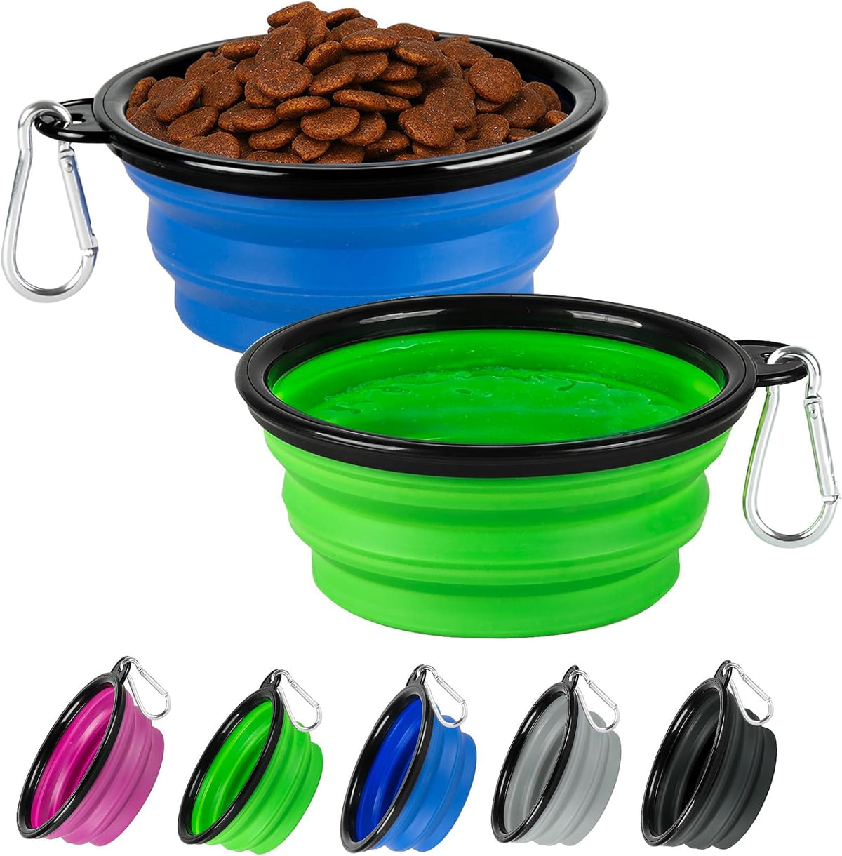 Collapsible Dog Bowl for Travel - Small / Blue+Green