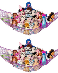 Lilly's Love white macrame stuffed animal hammock hanging in a bedroom corner - view 8