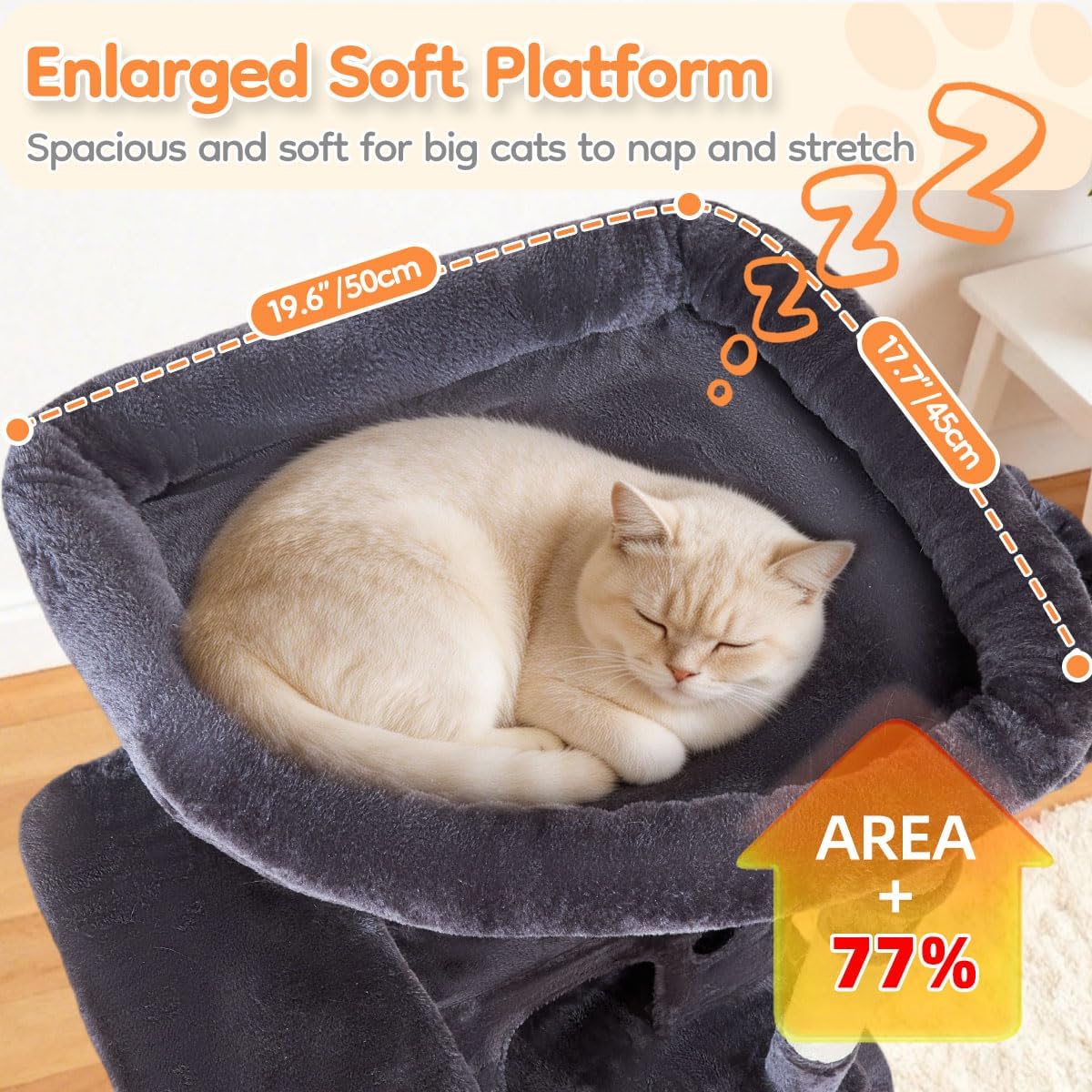 Taoqimiao Cat Tree, 67 in Tall Cat Tower with 2 Plush Cat Condos – Essentials for Cats - Sturdy-73IN / Smoky Gray - image 3