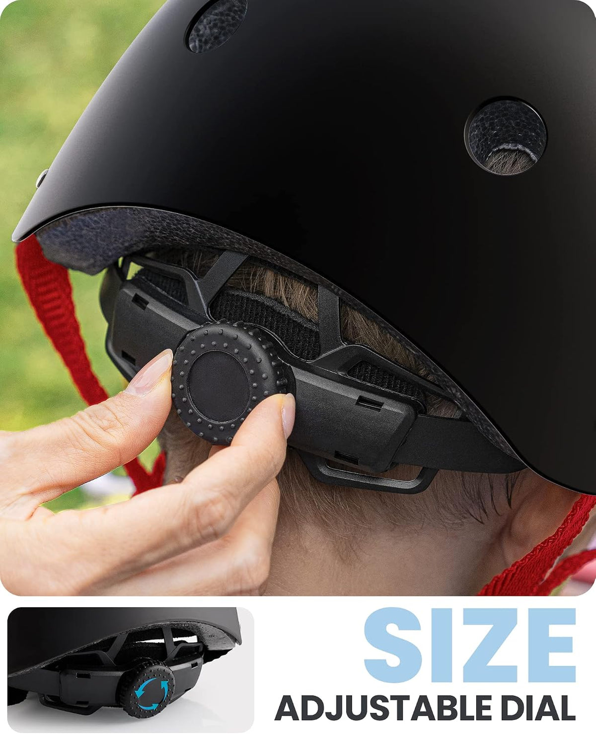 OutdoorMaster Kids Bike Helmet, Adjustable for Cycling & Skating – Fun for Kids & Family - Black-red / Medium: 20.5-21.7 in. / 52-55 cm - image 3