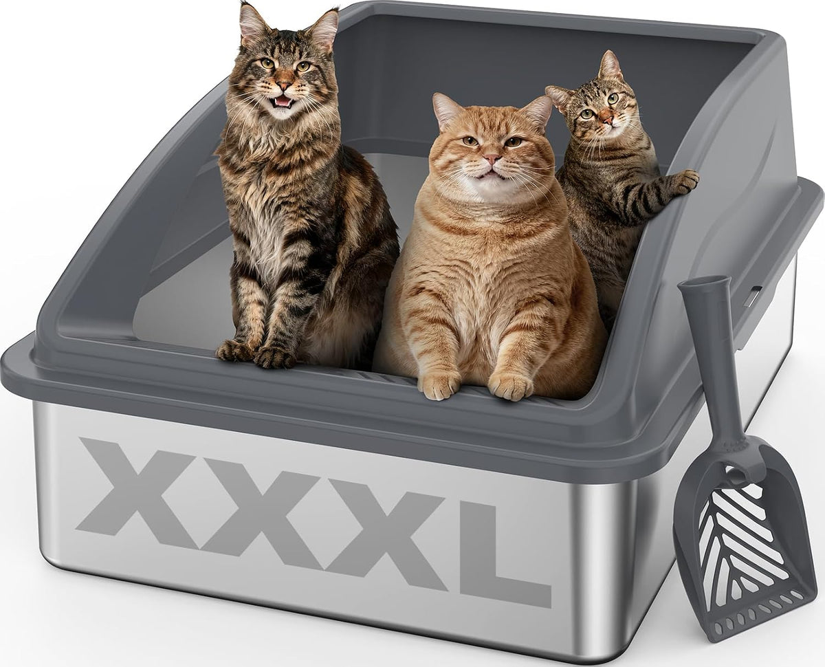 AIPERRO Stainless Steel Litter Box - Dark Grey / XXX-Large
