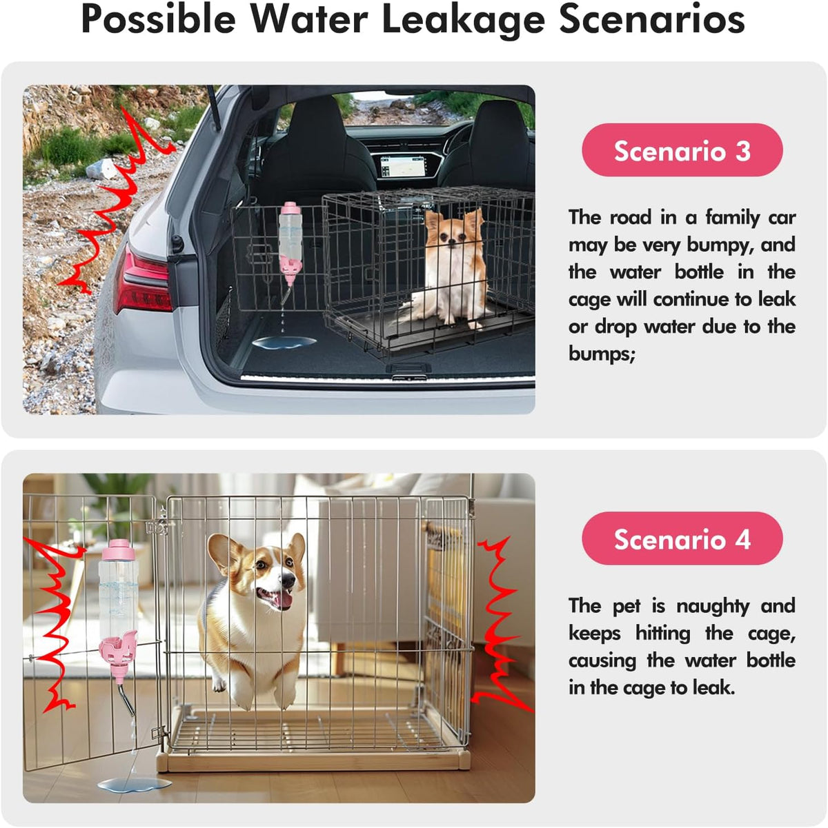 Vannon Water Bottle for Small Animals - 34oz (Pack of 3) / Pink - image 3