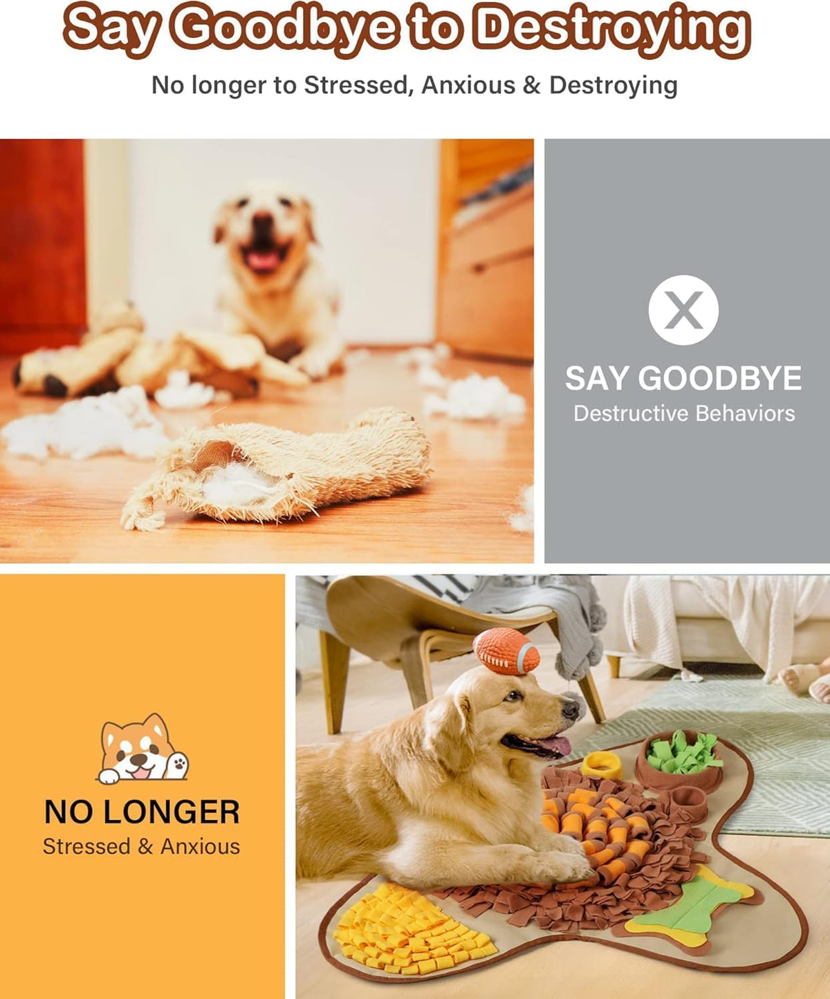 HOPET Snuffle Mat for Dogs Large Breed - 28*28 Brown Flower Trap - image 2