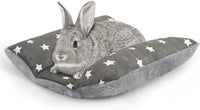 15"x14" Soft Plush Rabbit Bed Washable Cuddle Mat for Small Pets – Daily Care for Small Pets - Grey Stars / Medium