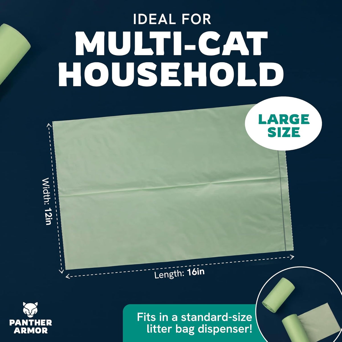 Panther Armor Cat Litter Bags for Poop - Large (16 x 12 in) – 100 Count - image 2