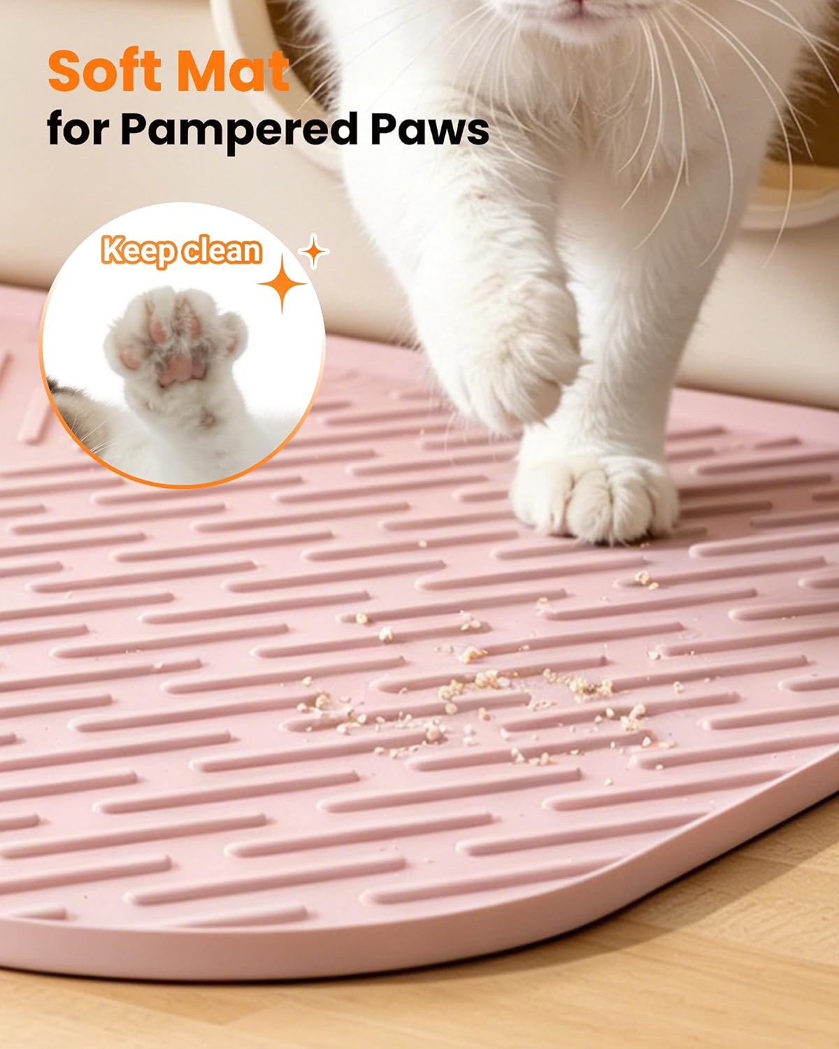 Cat Litter Mat, 47"x37" Extra Large Litter Box Mat, Silicone Mat - Pink - image 4