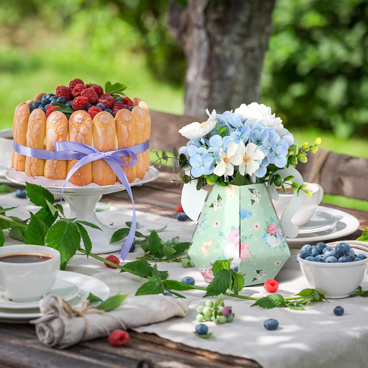 Fulmoon 6 Pcs Tea Party Decoration Flower Box Table Teapot - 6 / Fresh - image 4