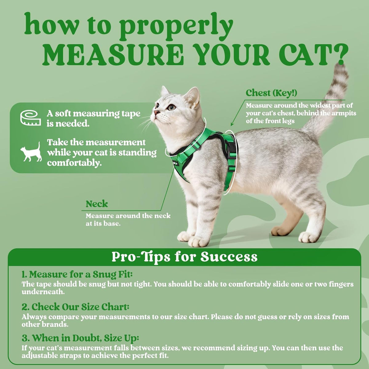 rabbitgoo Cat Harness and Leash Set, Escape Proof Vest - Xxs / Grass Green - image 2