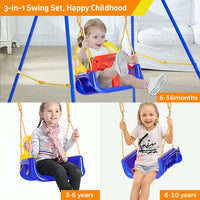 FUNLIO Toddler Swing with Foldable Metal Stand for Toddlers Aged 1~10 - Blue - image 3