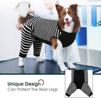 Kuoser Dog Recovery Suit, Anti Licking Dogs Rear Leg Sleeve, Abdominal Dog Surgical Suit with Pants Cover Protect Wounds, Dogs Elbow Protector Soft Pet Surgery Onesie Cone Alternative, Black 2XL