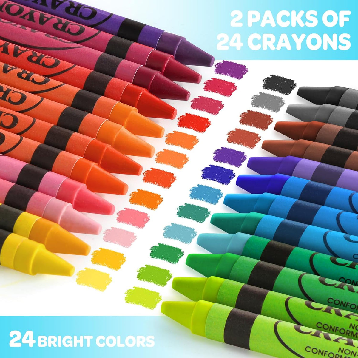 Officygnet washable crayons, two boxes of 24 colors for toddlers and kids - view 2