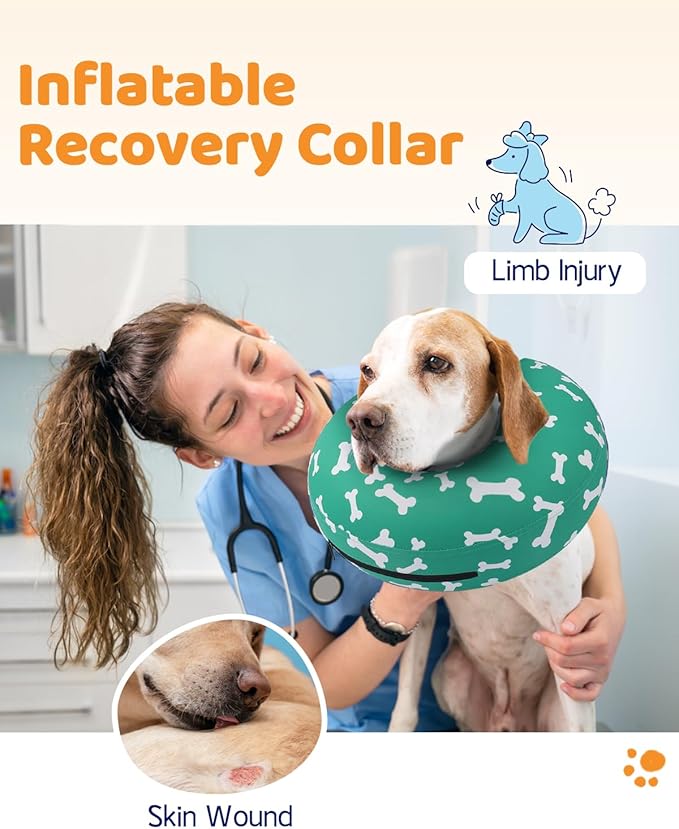 Supet Inflatable Dog Cone Collar Alternative After Surgery, Dog Neck Donut Collar Recovery E Collar, Soft Pet Cone for Small Medium Large Dogs
