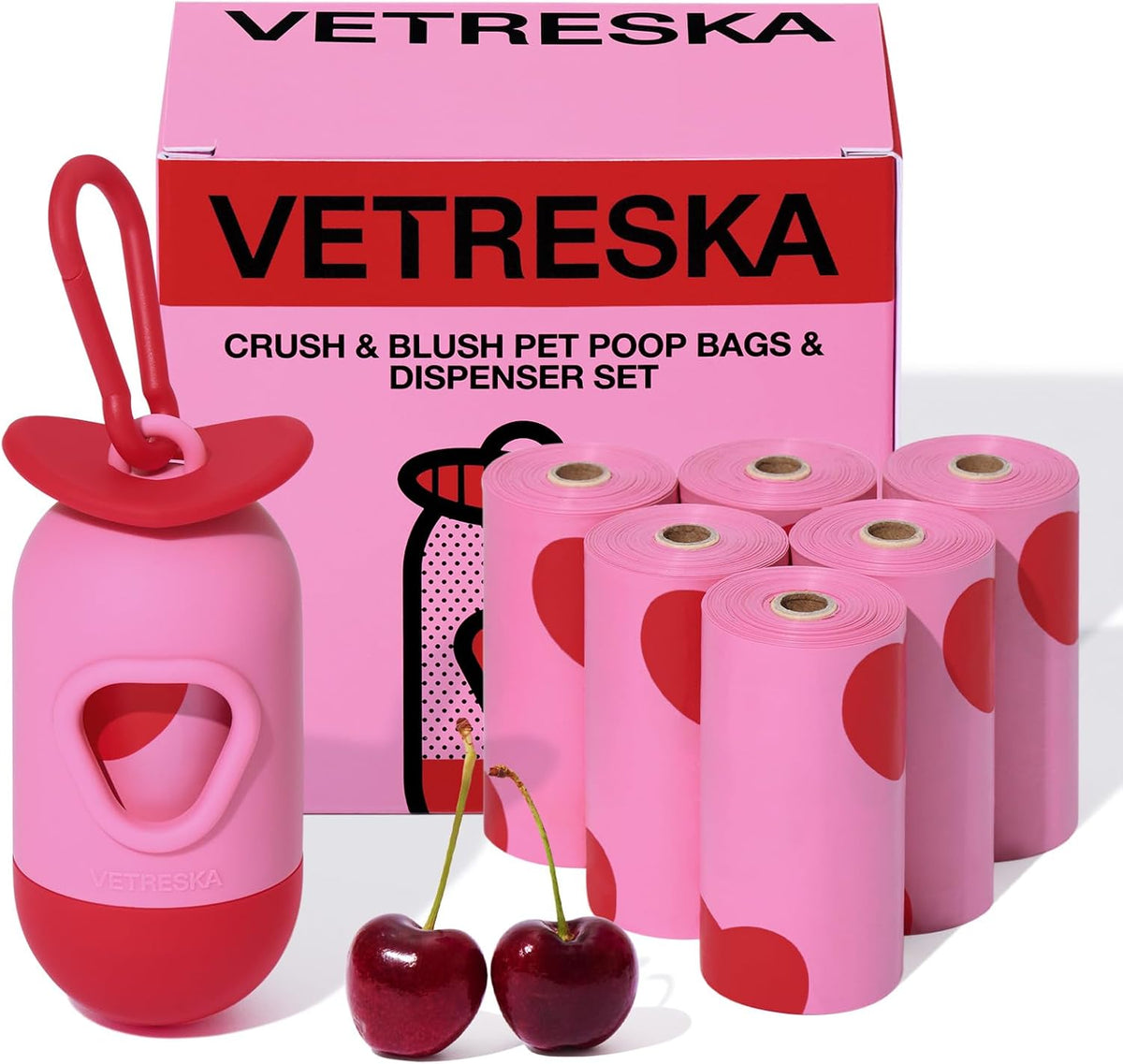 VETRESKA Dog Poop Bags Dispenser with Lavender Scented Bags - Crush & Blush / 1 Count (Pack of 105)