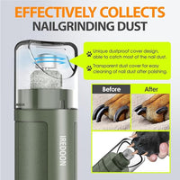 Dog Nail Grinder Upgraded - Professional 3-Speed Super Quiet and Low Vibration Electric Pet Nail Grinder with 4 LED Lights - Painless Paws Grooming & Smoothing for Small to Large Dogs (Green)