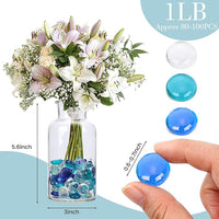 FUTUREPLUSX 0.97 pounds, Flat Glass Marbles, Blue Mixed Gemstone Vase Fillers Beads Decorative Glass Pebbles Floral Fish Tank Rocks for Vases Table Scatter Aquarium Decor