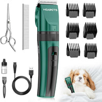 HEAPETS Dog Grooming Clippers, Low Noise, Electric Quiet - Green