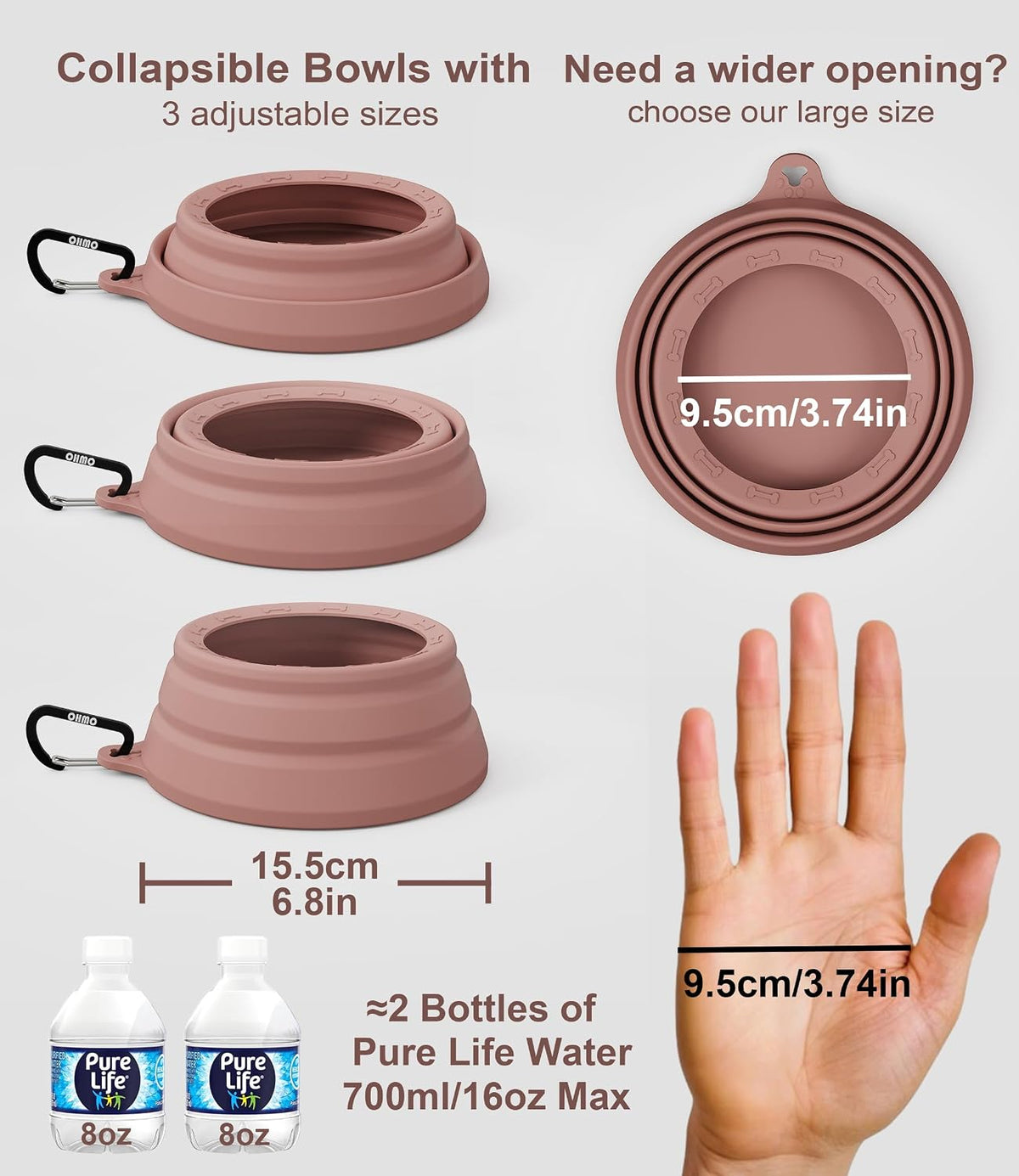 OHMO Spill Proof Collapsible Dog Bowl - 24oz / Coral - image 3