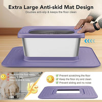 Decflow 10L Stainless Steel Dog Water Bowl, No Spill Anti-Splash Dog Bowls with XXL Silicone Mat, Spill-Proof Slow Feeder for Messy Drinkers, Heavy Duty Pet Bowls for Indoor/Outdoor Use Purple