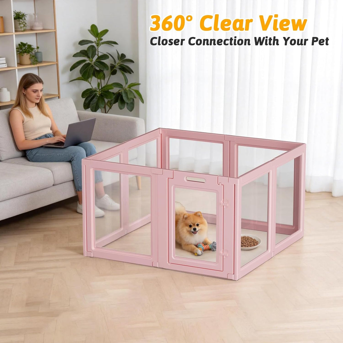 DIY Clear Acrylic Dog Playpen House - Skin Pink / 8PCS / 30.3"H - image 2