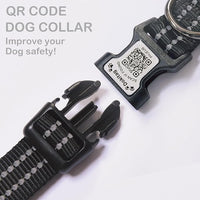 Reflective Dog Collar with Apple AirTag Holder & QR Code Pet ID Tag,Soft Nylon Adjustable Dog Tracker Collar with Safety Lock for Large Dogs(Black, L)