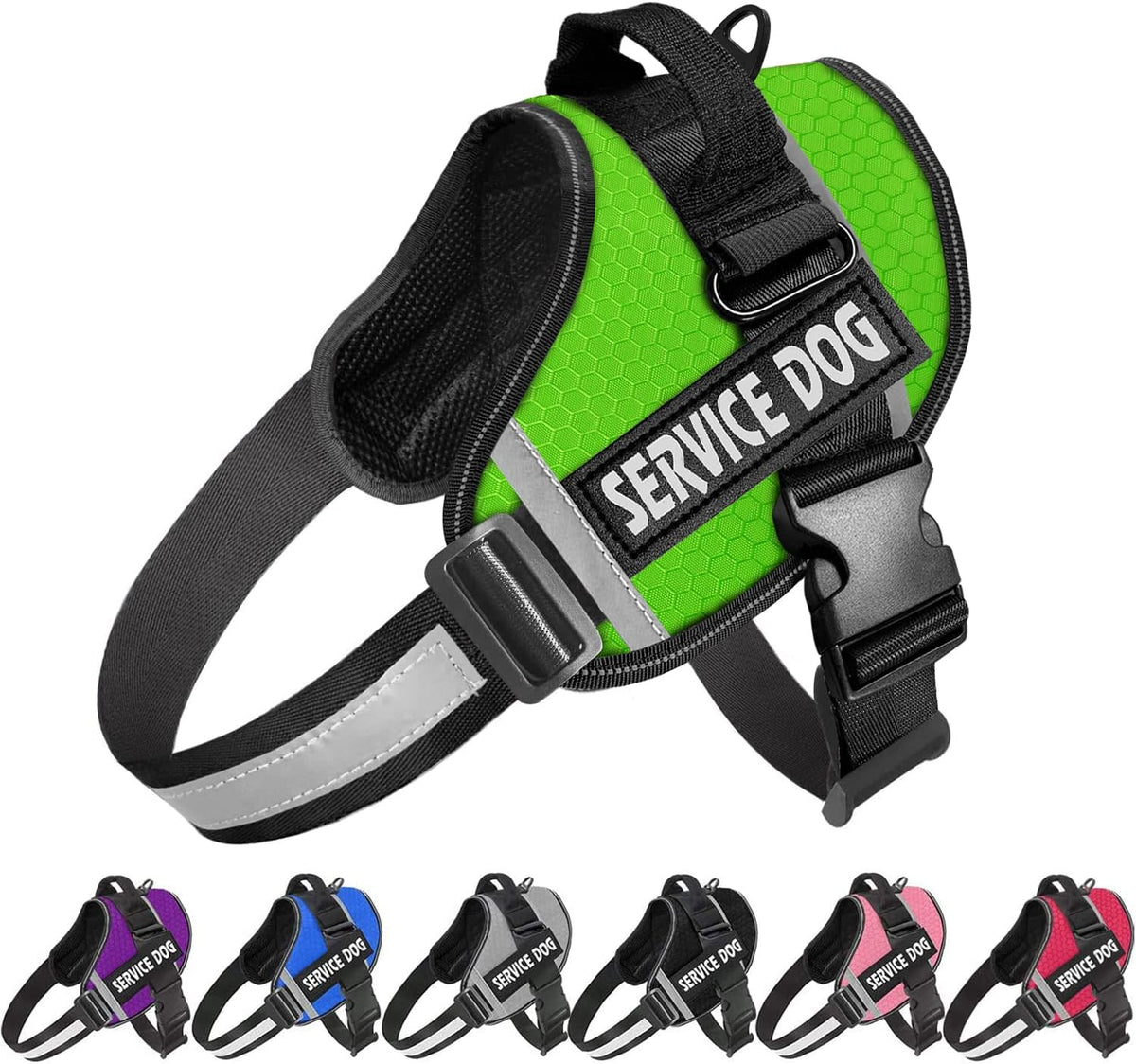 JSXD Dog Harness,No-Pull Service Dog Harness with Handle Adjustable Outdoor Pet Dog Vest 3M - XS / Green
