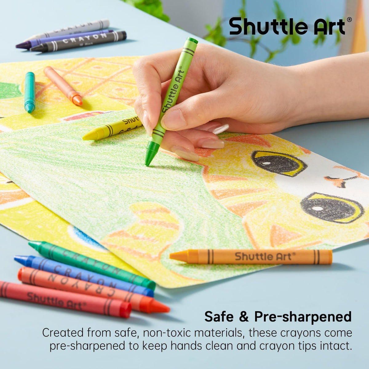 Shuttle Art crayon bulk class pack with 720 crayons sorted by color in a storage box - view 8
