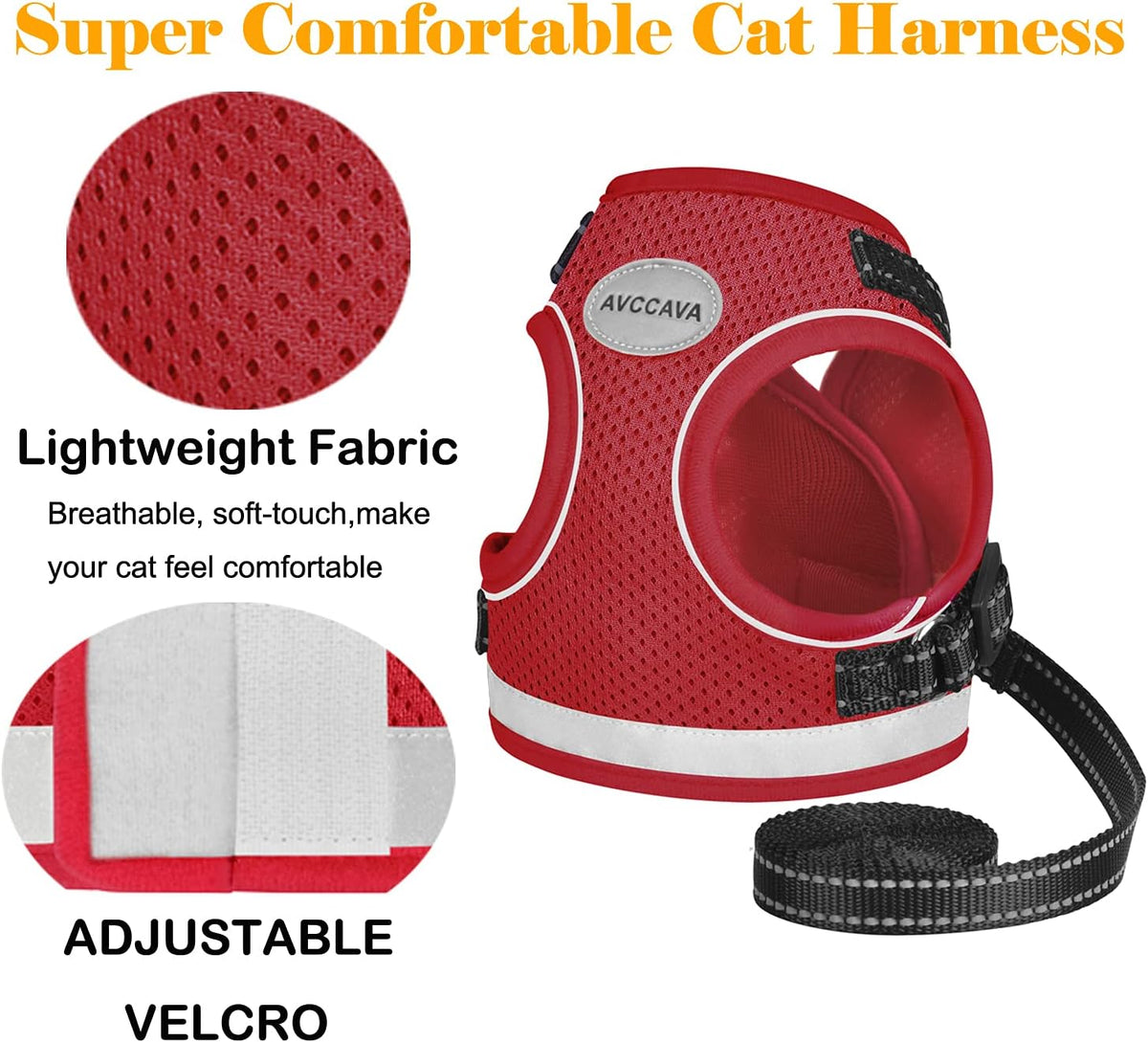 Cat Harness and Leash Set - Red / S (Chest: 9" - 11") - image 4