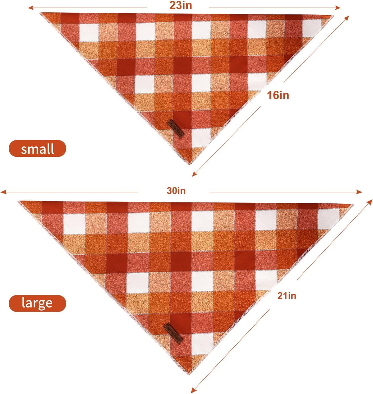 MR. CHUBBYFACE Fall Orange Plaid Dog Bandanas Reversible Triangle - C:Red Plaid / L - image 3