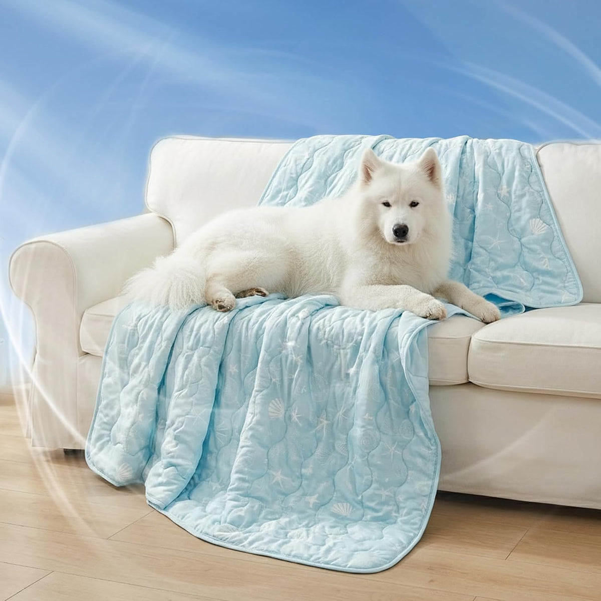 NWK Dog Cooling Blanket Q-Max>0.345 for Summer – Essentials for Dogs - Ocean Blue / L (40''x 60'')