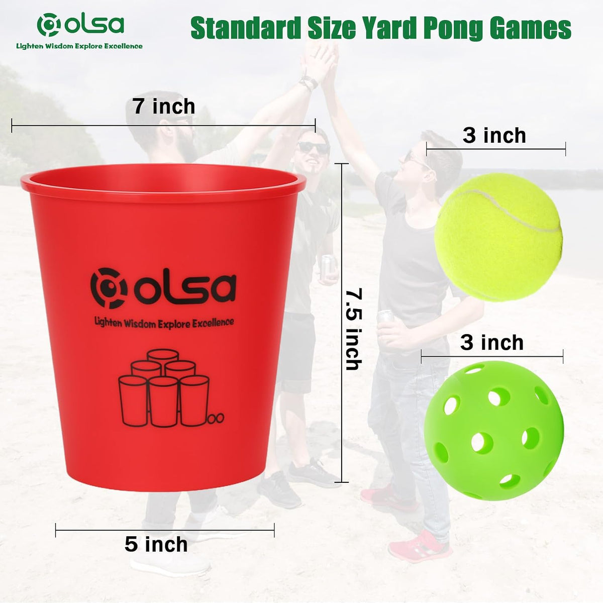 Olsa giant yard pong outdoor game with 12 plastic buckets, 4 balls and carry bag - view 15