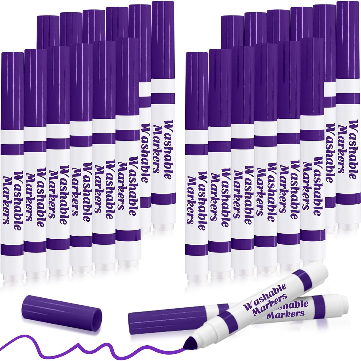 Janlaugh washable markers bulk pack of 24 broad line markers with conical tips - view 2