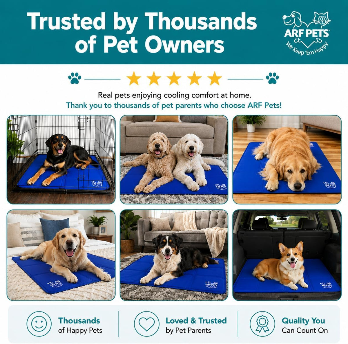Arf Pets Dog Cooling Mat, Solid Gel Self-Cool Pad - 35 x 55 - image 3