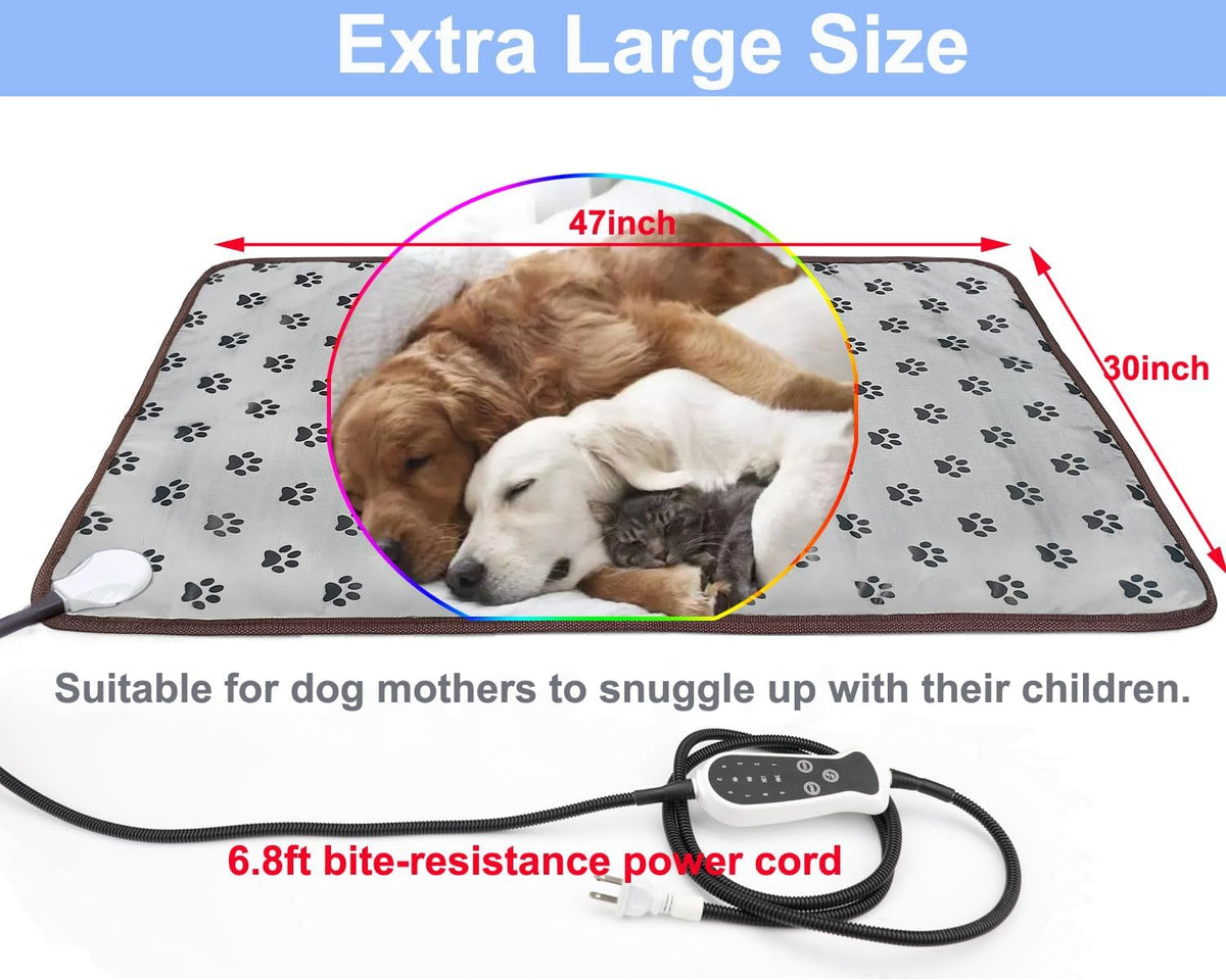 Pet Heating pad Outdoor Small Dog cat Heating pad Heated ped beds - Digital-Printfoot / 47X30 inch - image 2