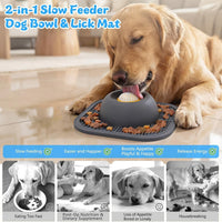 Slow Feeder Dog Bowls & Lick Mat for Liquid and Thick Treat - Medium / Gray - image 2