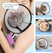 Depets Adjustable Recovery Pet Cone E-Collar for Cats Puppy Rabbit, Plastic Elizabeth Protective Collar Wound Healing Practical Neck Cover, Neck Girth 8.1 in