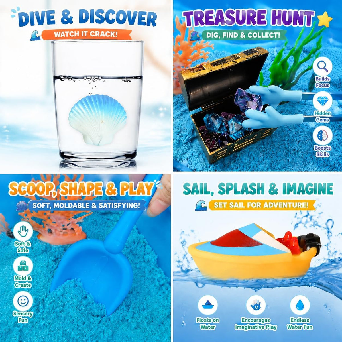 AGENTLAN Ocean Sensory Bin with Sensory Sand - OCEAN - image 3