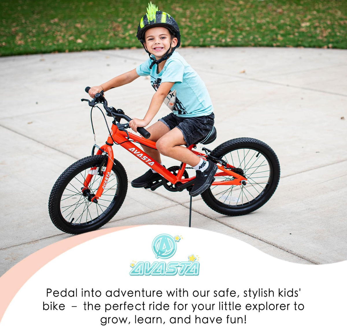 AVASTA Bilbo 18 20 24 Inch Kids Bike for Boys Girls Youth 5-14 Years - Orange / 18 Inch with Kickstand & Training Wheels - image 3