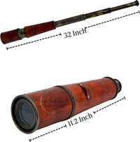 6" inch Handheld Brass Telescope with Wooden Box - Antique 32" - image 2