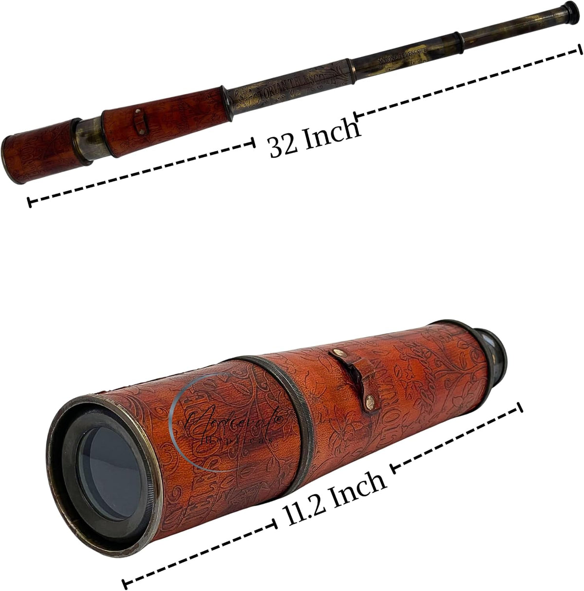 6" inch Handheld Brass Telescope with Wooden Box - Antique 32" - image 2