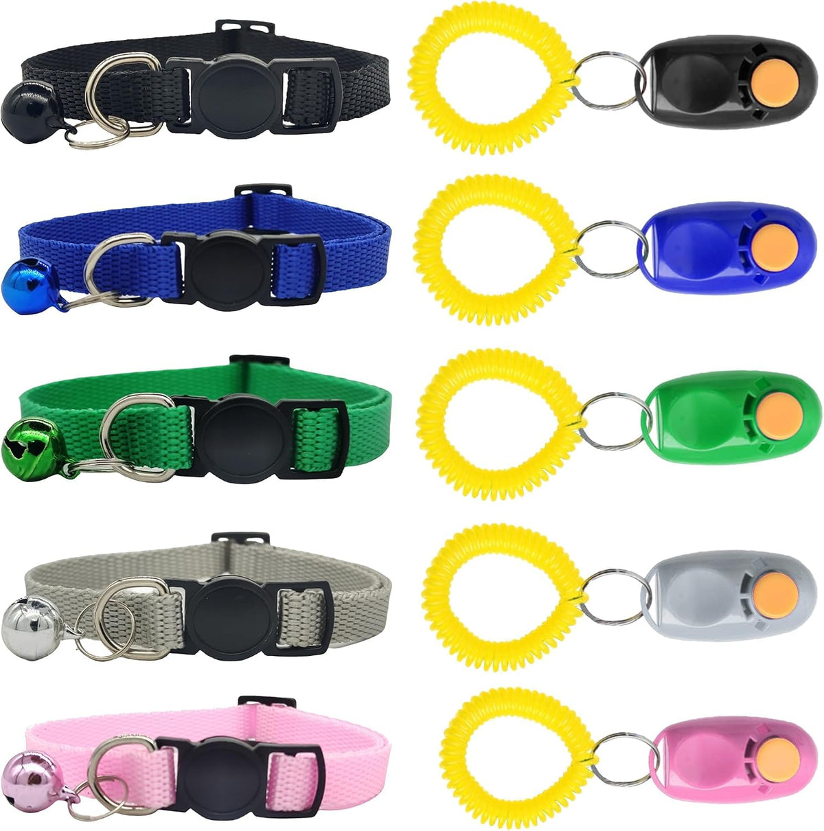 SunGrow 2-Pack Dog Clicker for Training with Wrist Bands - 5 Clickers + 5 Puppy collars