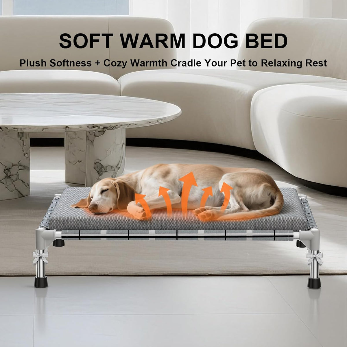 Elevated Dog Bed, Raised Cooling Lifted Dog Cot for Indoor & Outdoor – Essentials for Dogs - Cushion / M:34'' x 26'' 8'' - image 2