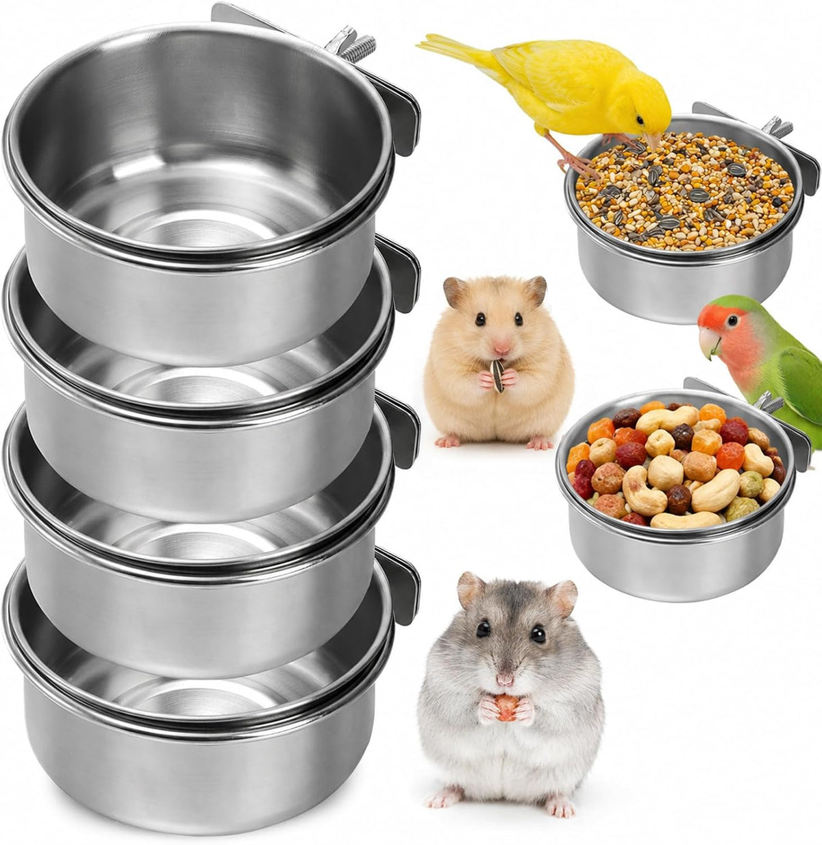 Okllen 4 Pack Bird Feeding Dish Cups