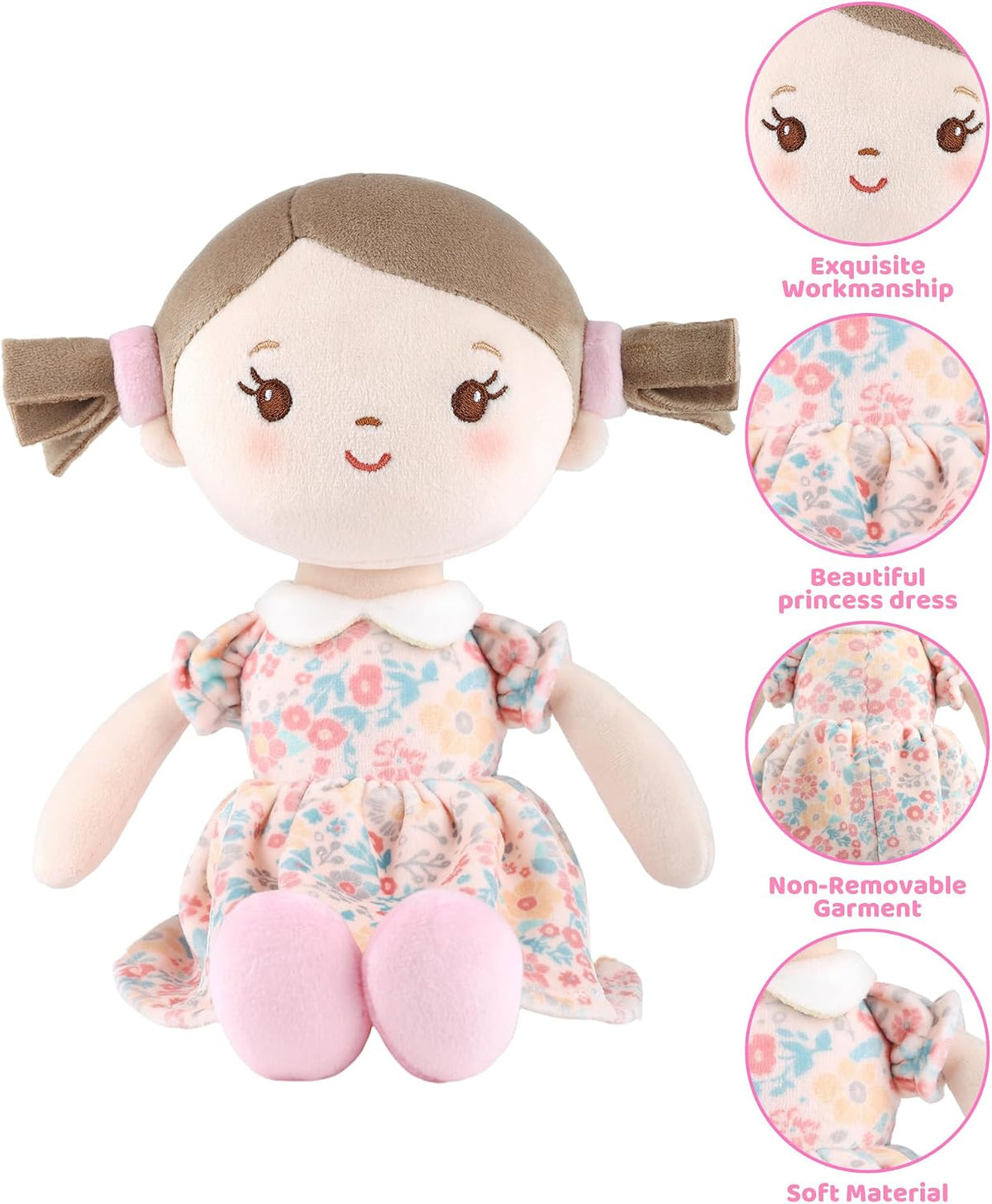 GAGAKU soft baby doll in a floral print rag doll style for toddlers - view 38