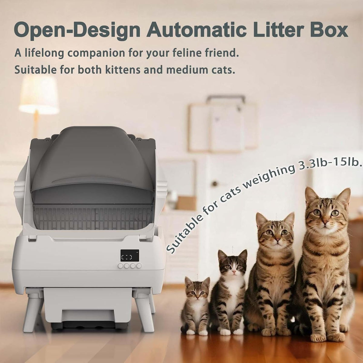 Automatic Cat Litter Box Self Cleaning, App Control, Open-Design - image 2