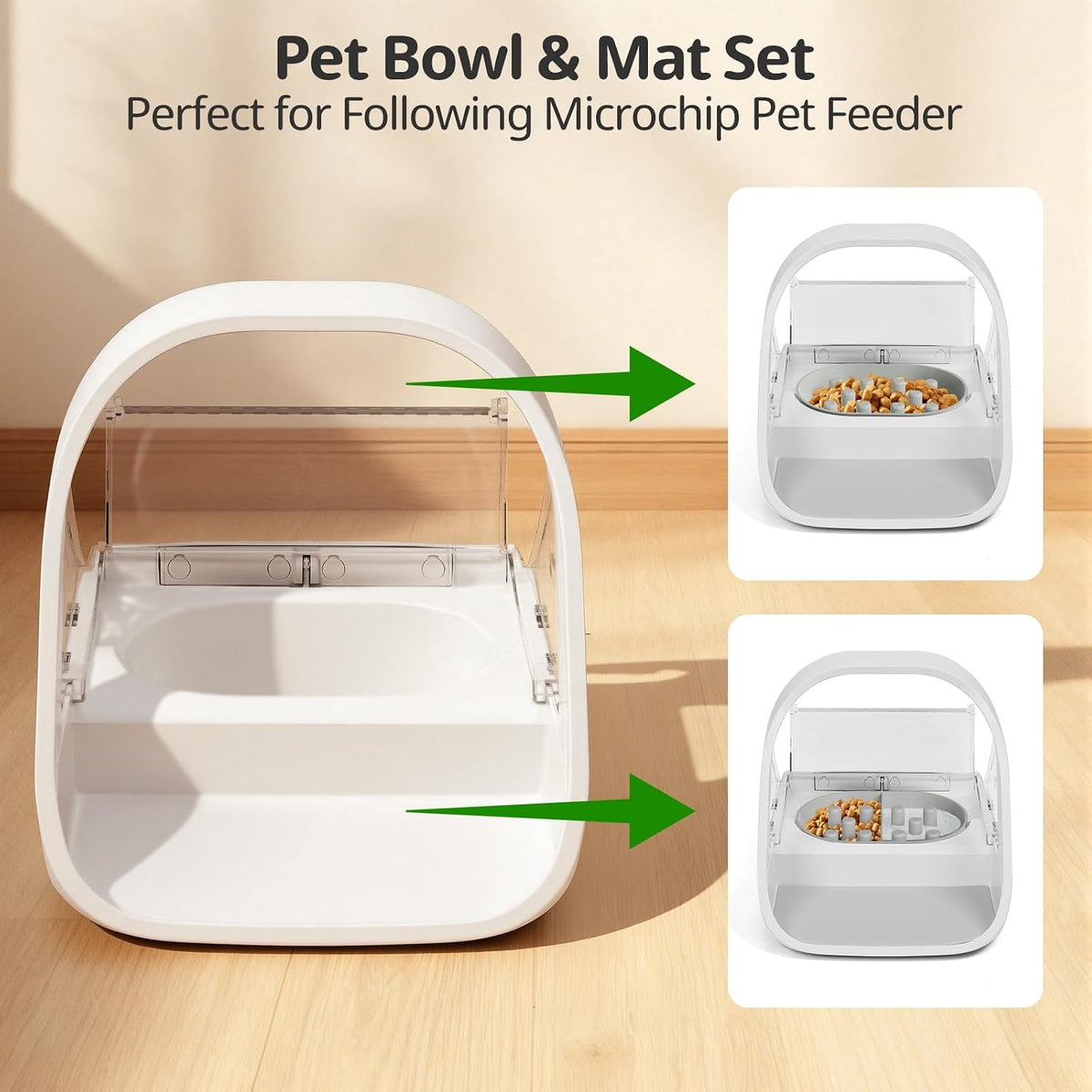 Bowl & Mat Set for Automatic Microchip Cat Pet Feeder - Gray Bowls / 2+1 Pack - image 2