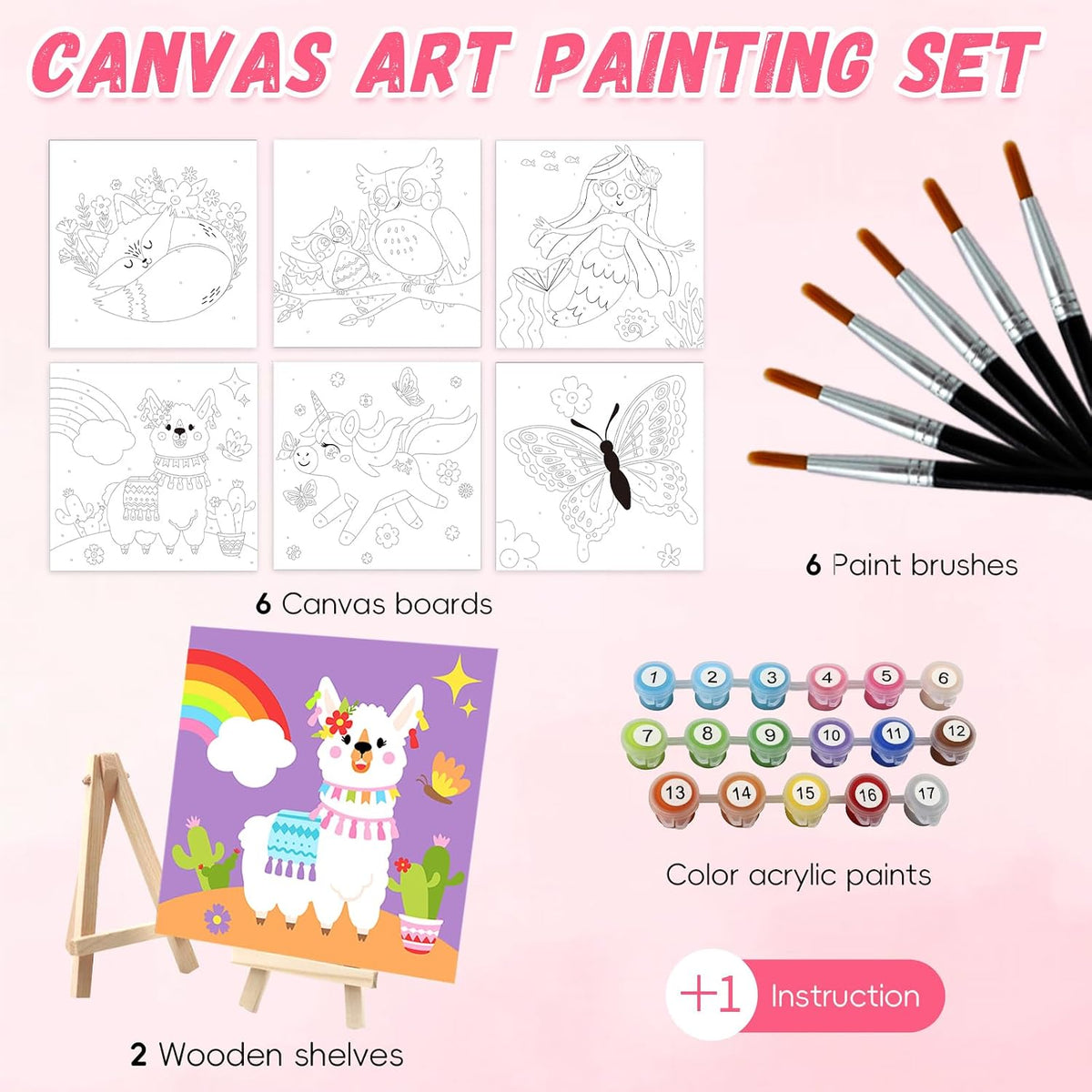 goldentime Kids Paint by Number Kits Including 6 Pre-Drawn Canvas - fantasy - image 2